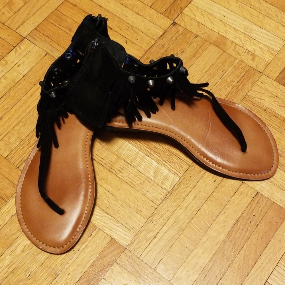 GB shoes.  Black, suede with rear zipper entry.